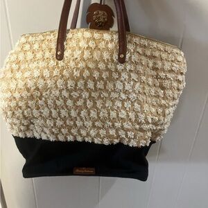 Tommy Bahama Beige and Black Tote Bag